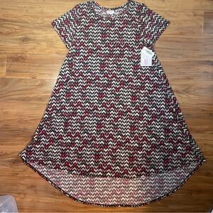 LuLaRoe M Carly High Low Dress - Black, White, Pink Zigzag